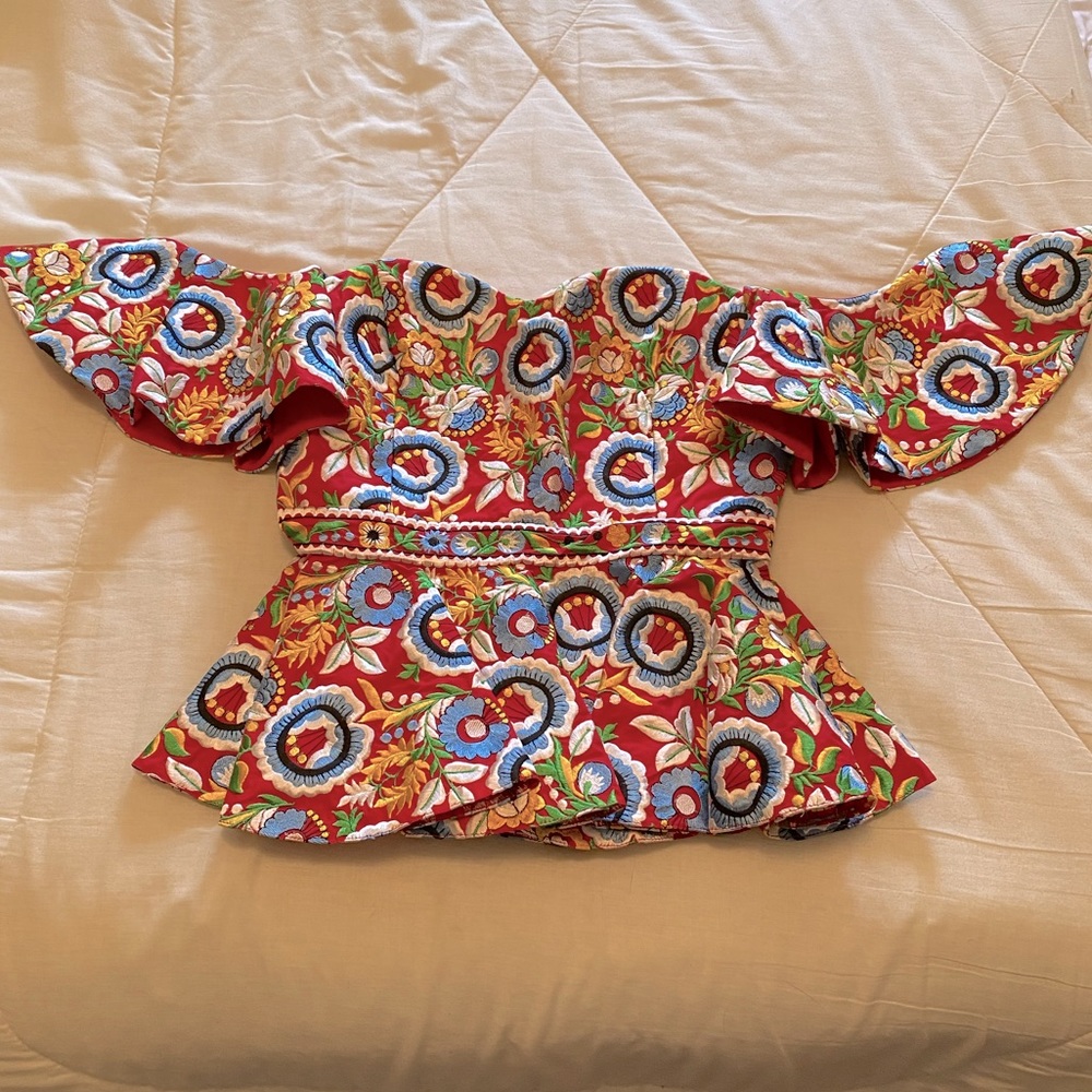 Caroline Constas Irene peplum top M NWT
